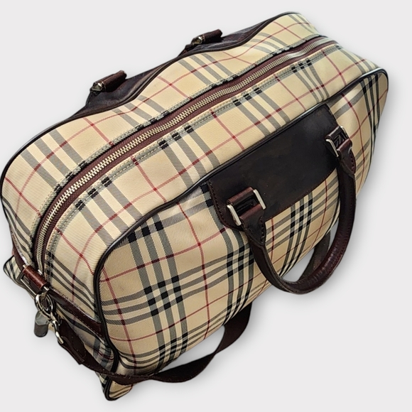 BURBERRY House Check Travel Bag w/Strap, Brown - Picture 12 of 16